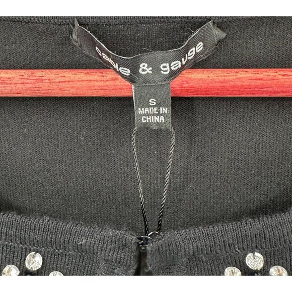 Cable & Gauge Black Embellished Sweater Tunic Keyhole Beaded 3/4 Sleeve Small - Picture 5 of 7